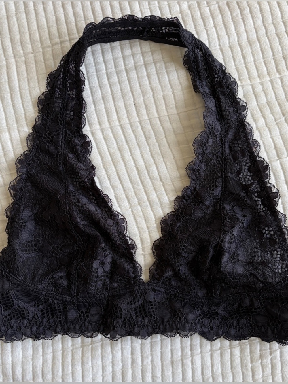 Free People Intimately Navy Blue Lace Halter Bralette Boho Romantic Coquette M